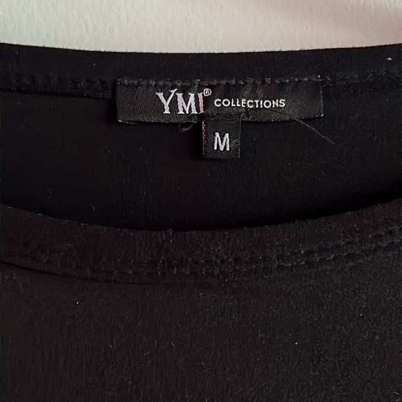 M] Women’s Teen’s long sleeve cropped Black Top, ruching on sides - Picture 5 of 11